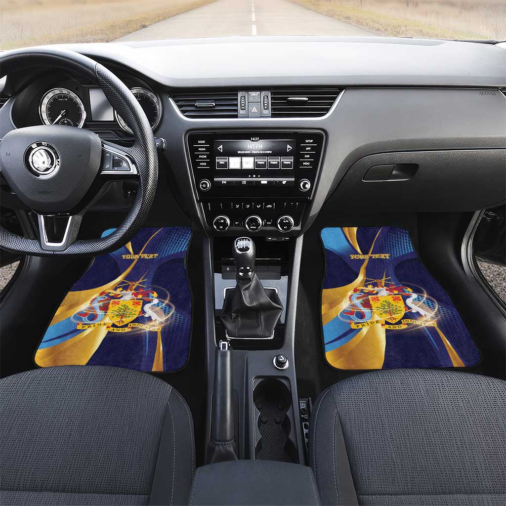 Personalized Barbados Gold Trident Car Mats Luxury Style