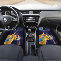 Personalized Barbados Gold Trident Car Mats Luxury Style