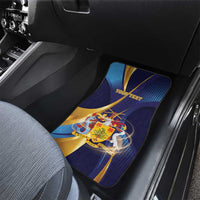 Personalized Barbados Gold Trident Car Mats Luxury Style