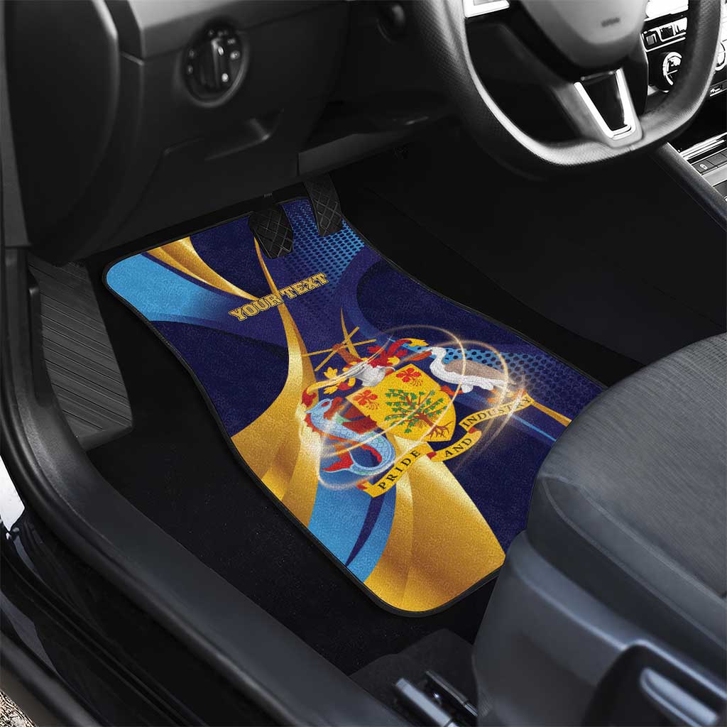 Personalized Barbados Gold Trident Car Mats Luxury Style