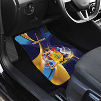 Personalized Barbados Gold Trident Car Mats Luxury Style