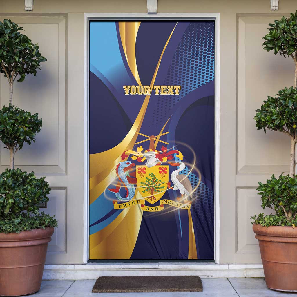 Personalized Barbados Gold Trident Door Cover Luxury Style