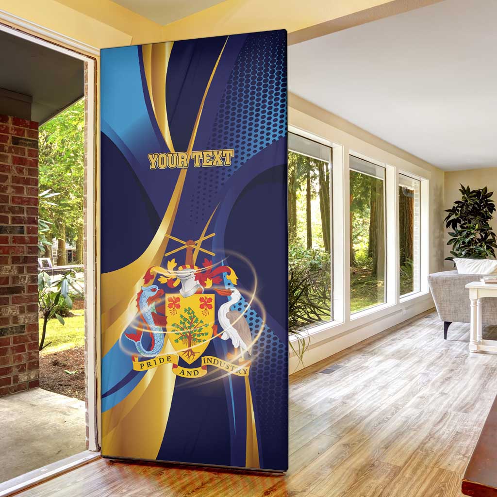 Personalized Barbados Gold Trident Door Cover Luxury Style