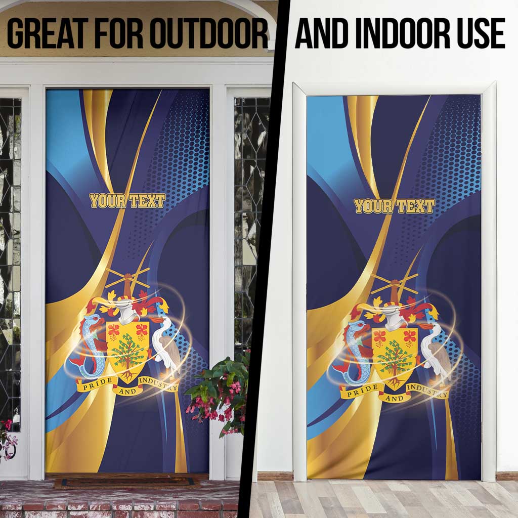 Personalized Barbados Gold Trident Door Cover Luxury Style