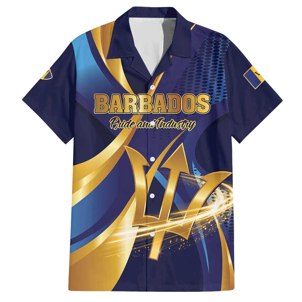 Personalized Barbados Gold Trident Hawaiian Shirt Luxury Style