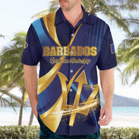 Personalized Barbados Gold Trident Hawaiian Shirt Luxury Style