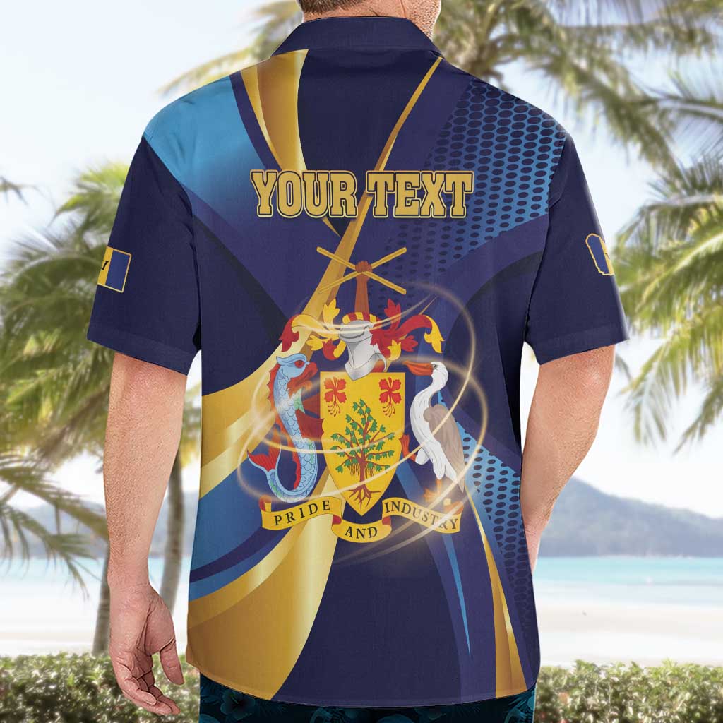Personalized Barbados Gold Trident Hawaiian Shirt Luxury Style