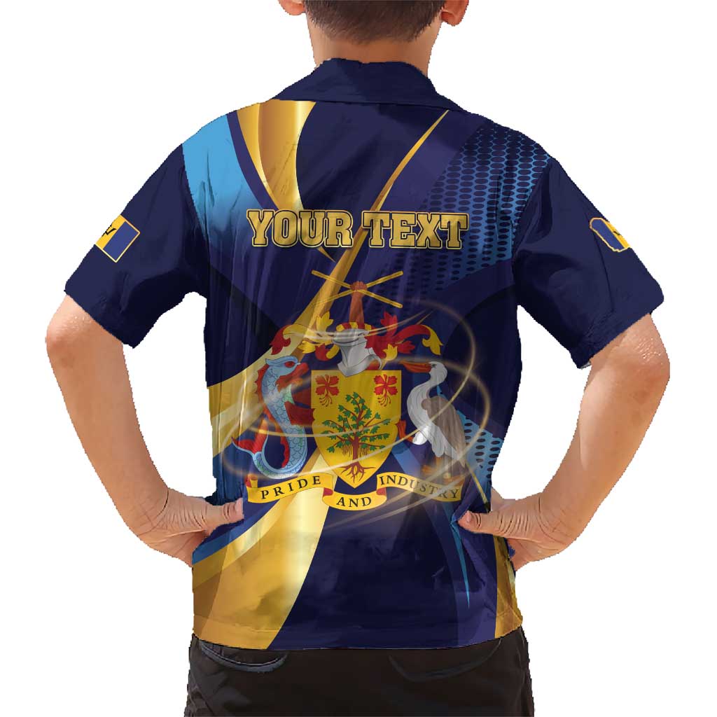 Personalized Barbados Gold Trident Hawaiian Shirt Luxury Style