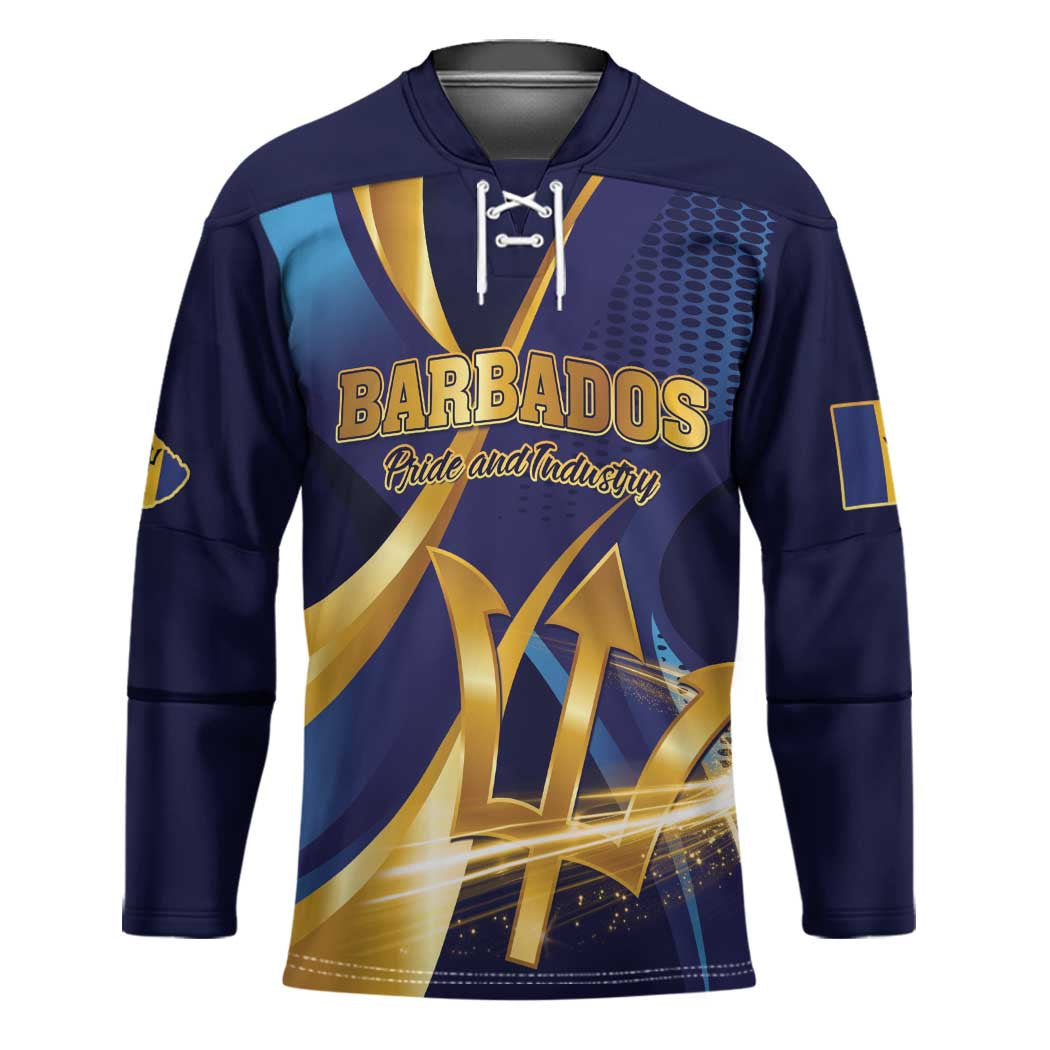 Personalized Barbados Gold Trident Hockey Jersey Luxury Style