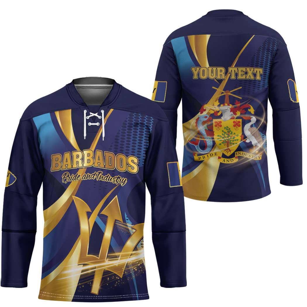 Personalized Barbados Gold Trident Hockey Jersey Luxury Style