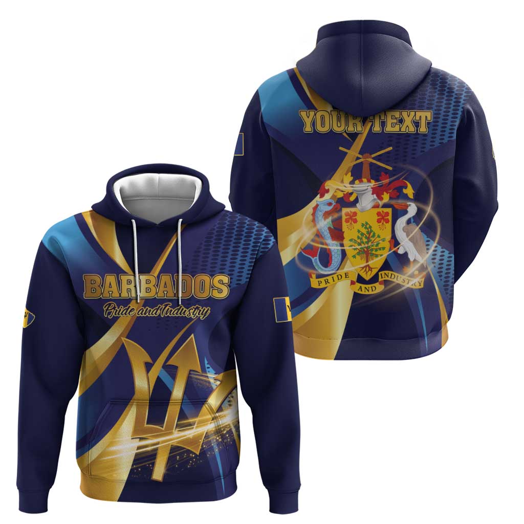 Personalized Barbados Gold Trident Hoodie Luxury Style