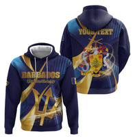 Personalized Barbados Gold Trident Hoodie Luxury Style