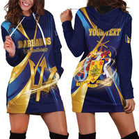 Personalized Barbados Gold Trident Hoodie Dress Luxury Style