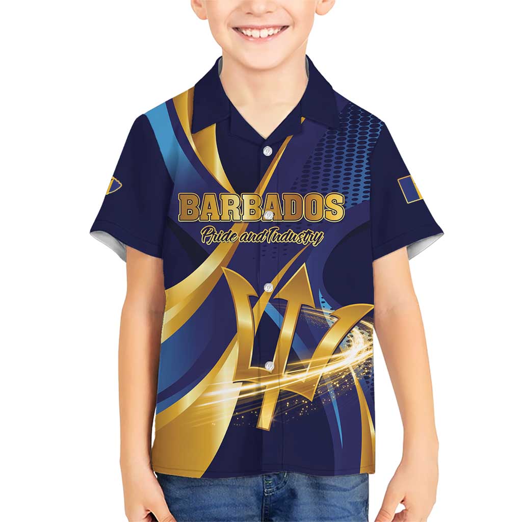 Personalized Barbados Gold Trident Kid Hawaiian Shirt Luxury Style