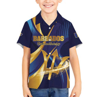 Personalized Barbados Gold Trident Kid Hawaiian Shirt Luxury Style