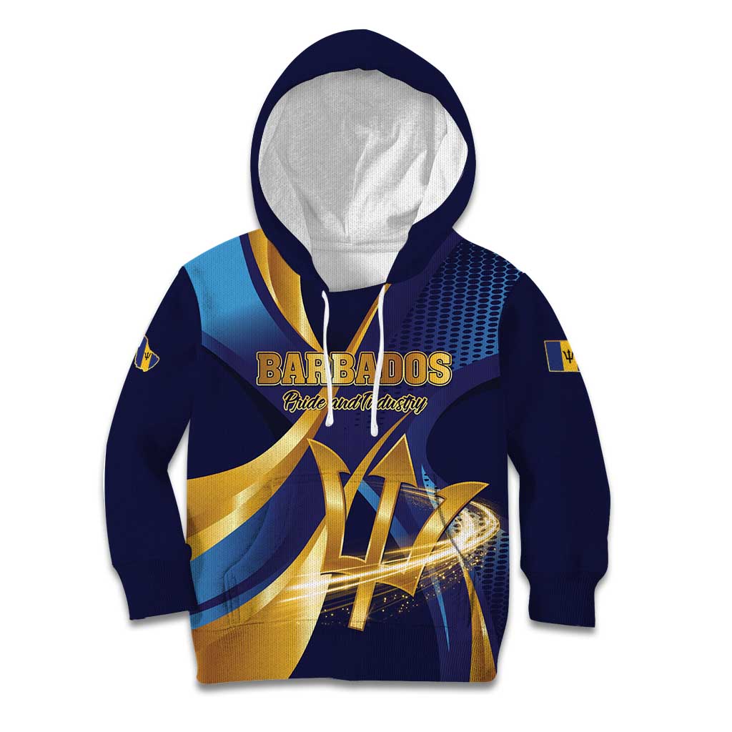 Personalized Barbados Gold Trident Kid Hoodie Luxury Style