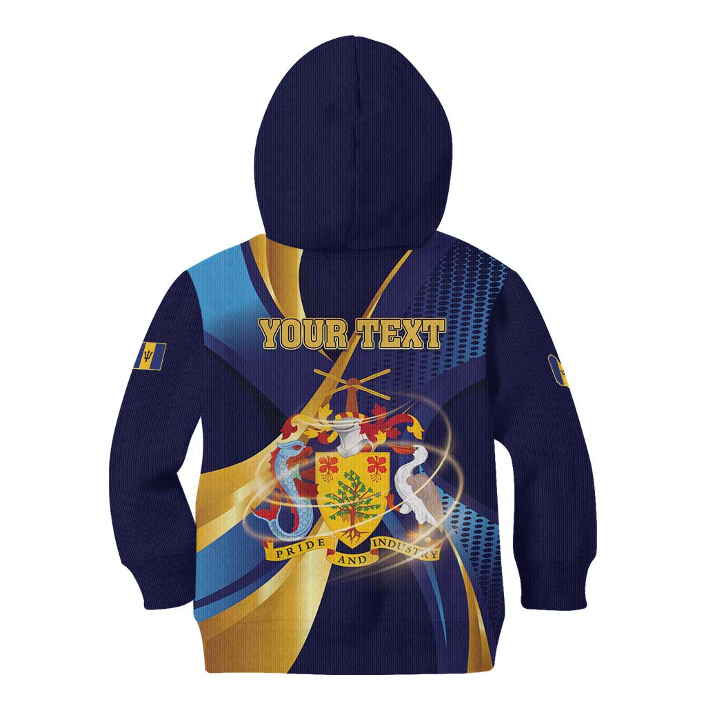 Personalized Barbados Gold Trident Kid Hoodie Luxury Style