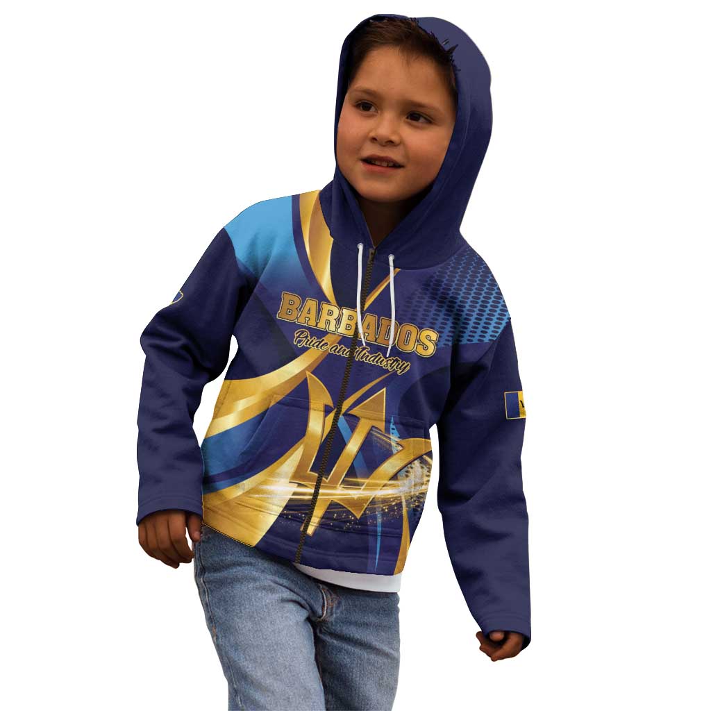 Personalized Barbados Gold Trident Kid Hoodie Luxury Style