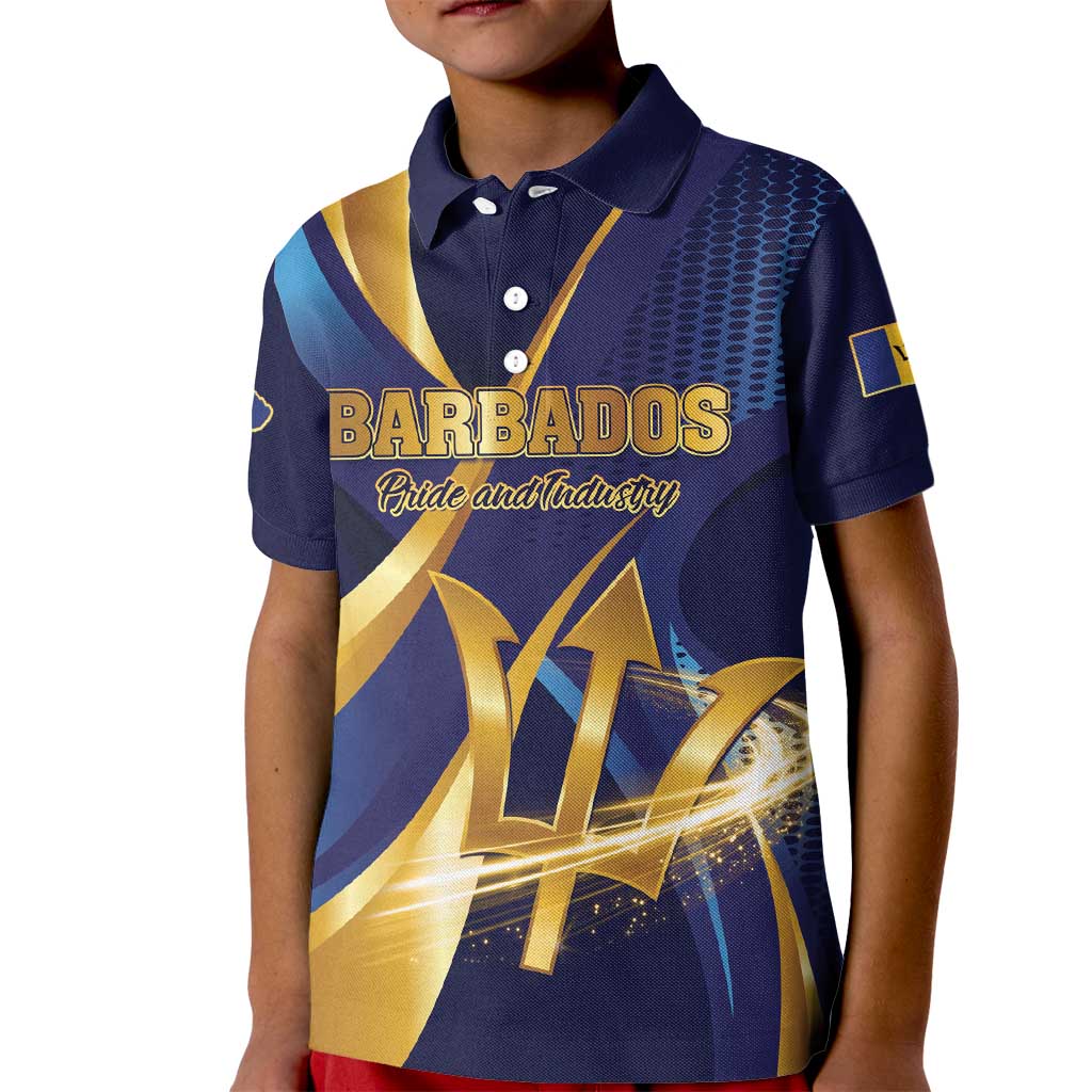Personalized Barbados Gold Trident Kid Polo Shirt Luxury Style