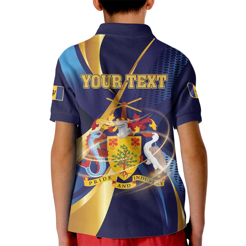 Personalized Barbados Gold Trident Kid Polo Shirt Luxury Style