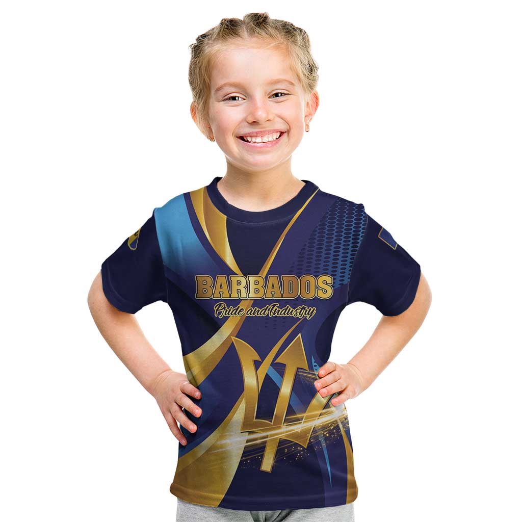 Personalized Barbados Gold Trident Kid T Shirt Luxury Style
