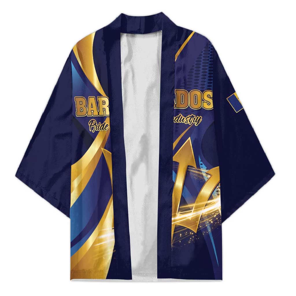 Personalized Barbados Gold Trident Kimono Luxury Style