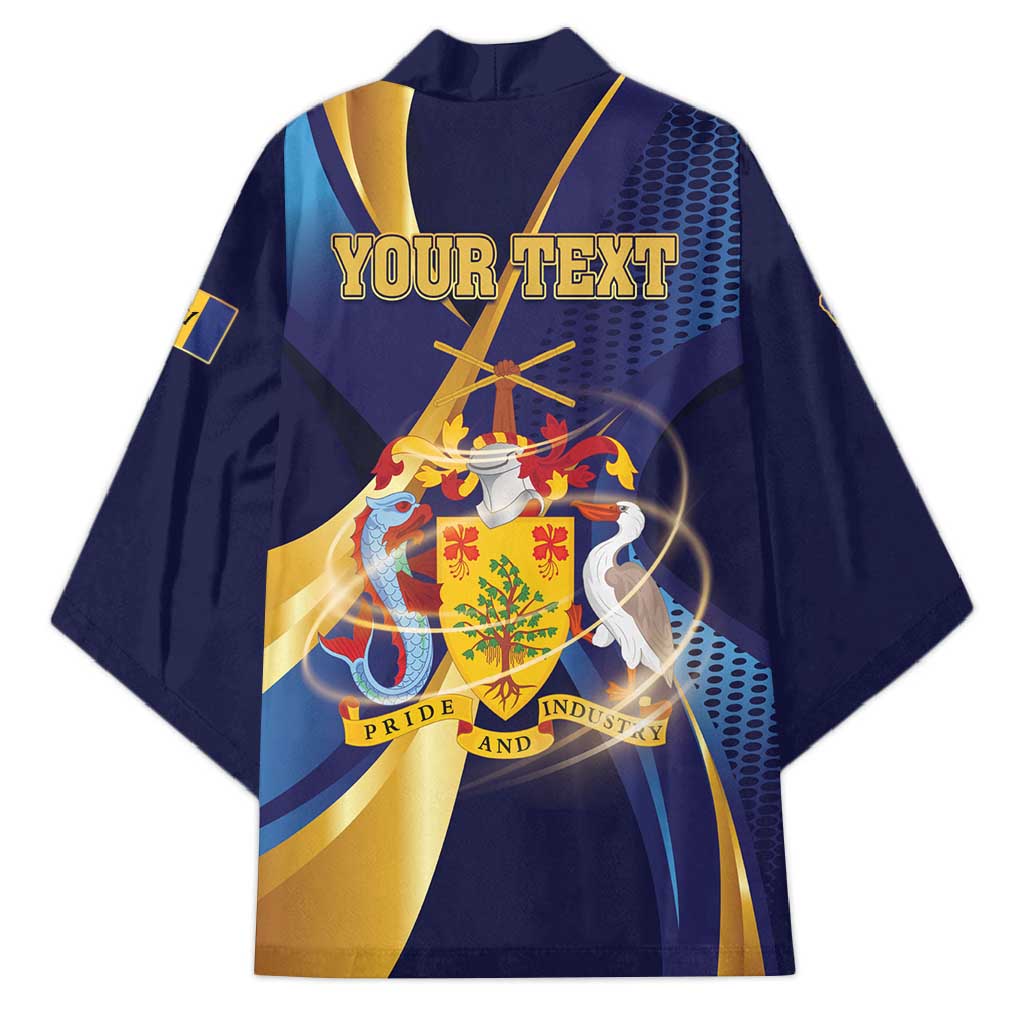 Personalized Barbados Gold Trident Kimono Luxury Style