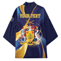 Personalized Barbados Gold Trident Kimono Luxury Style