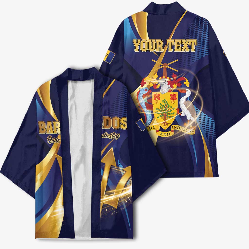 Personalized Barbados Gold Trident Kimono Luxury Style