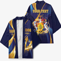 Personalized Barbados Gold Trident Kimono Luxury Style