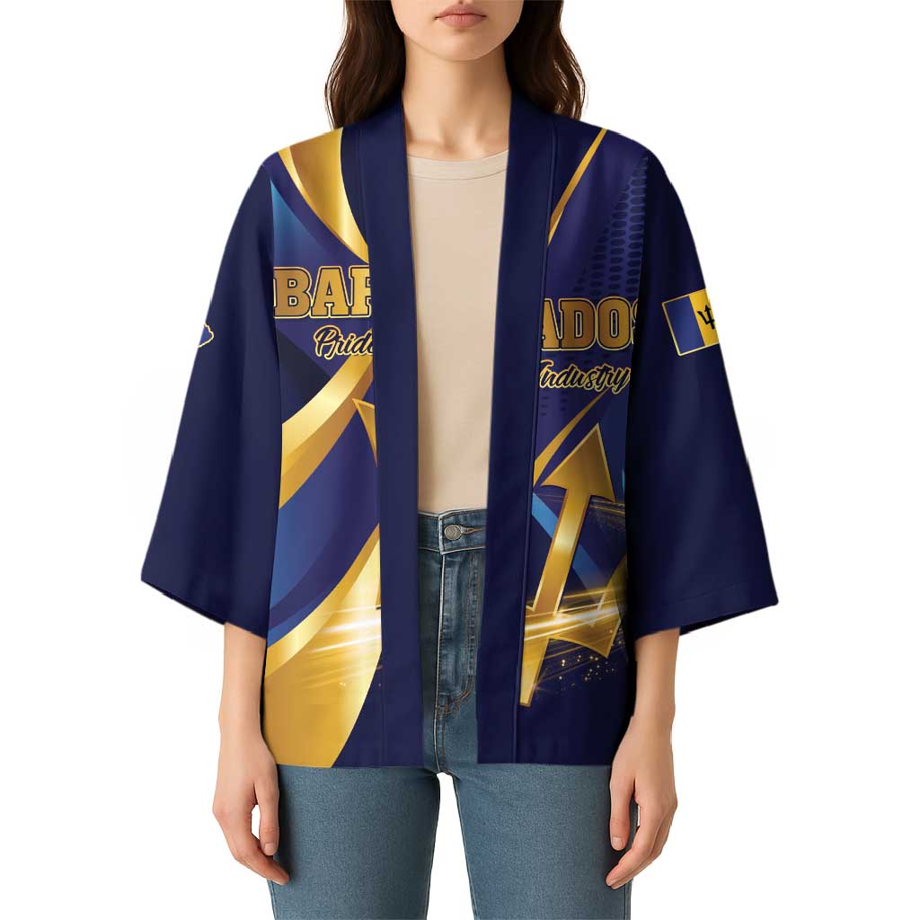 Personalized Barbados Gold Trident Kimono Luxury Style