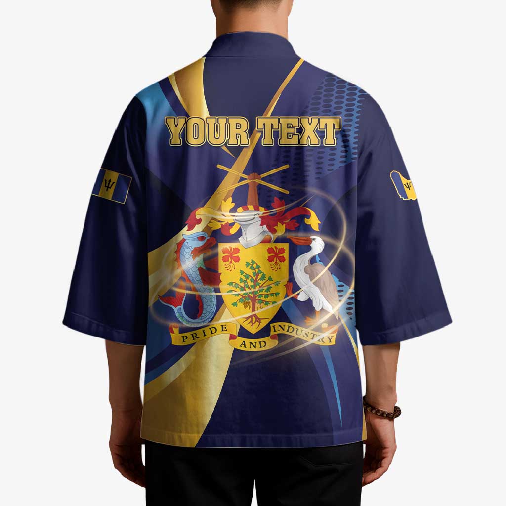 Personalized Barbados Gold Trident Kimono Luxury Style