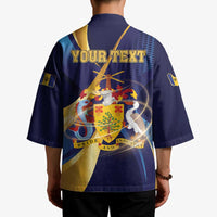 Personalized Barbados Gold Trident Kimono Luxury Style