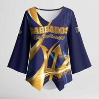 Personalized Barbados Gold Trident Kimono Sleeve Blouse Luxury Style