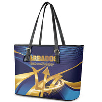Barbados Gold Trident Leather Tote Bag Luxury Style