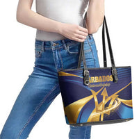 Barbados Gold Trident Leather Tote Bag Luxury Style