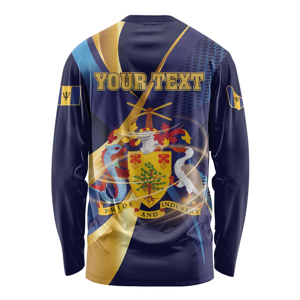 Personalized Barbados Gold Trident Long Sleeve Shirt Luxury Style