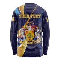 Personalized Barbados Gold Trident Long Sleeve Shirt Luxury Style