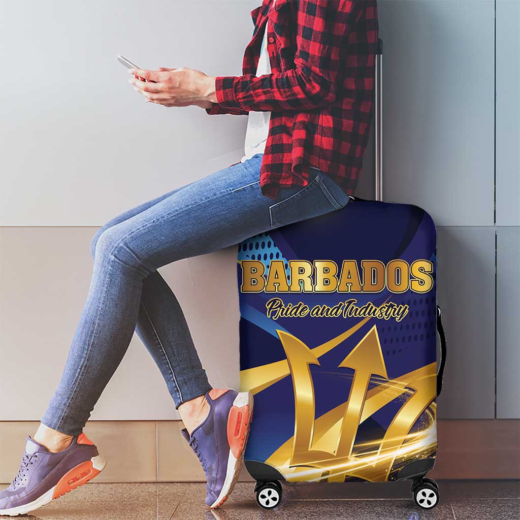 Barbados Gold Trident Luggage Cover Luxury Style