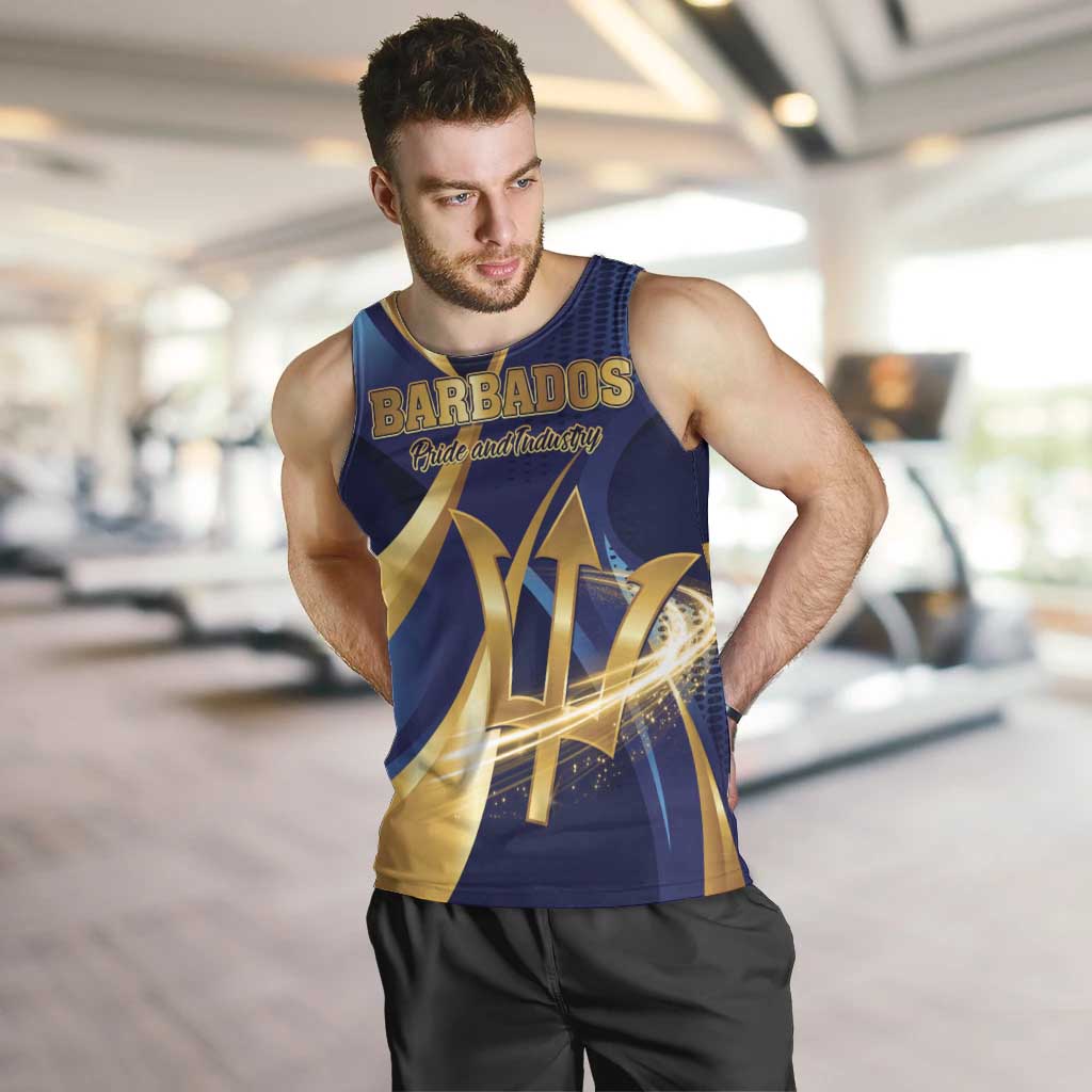 Personalized Barbados Gold Trident Men Tank Top Luxury Style
