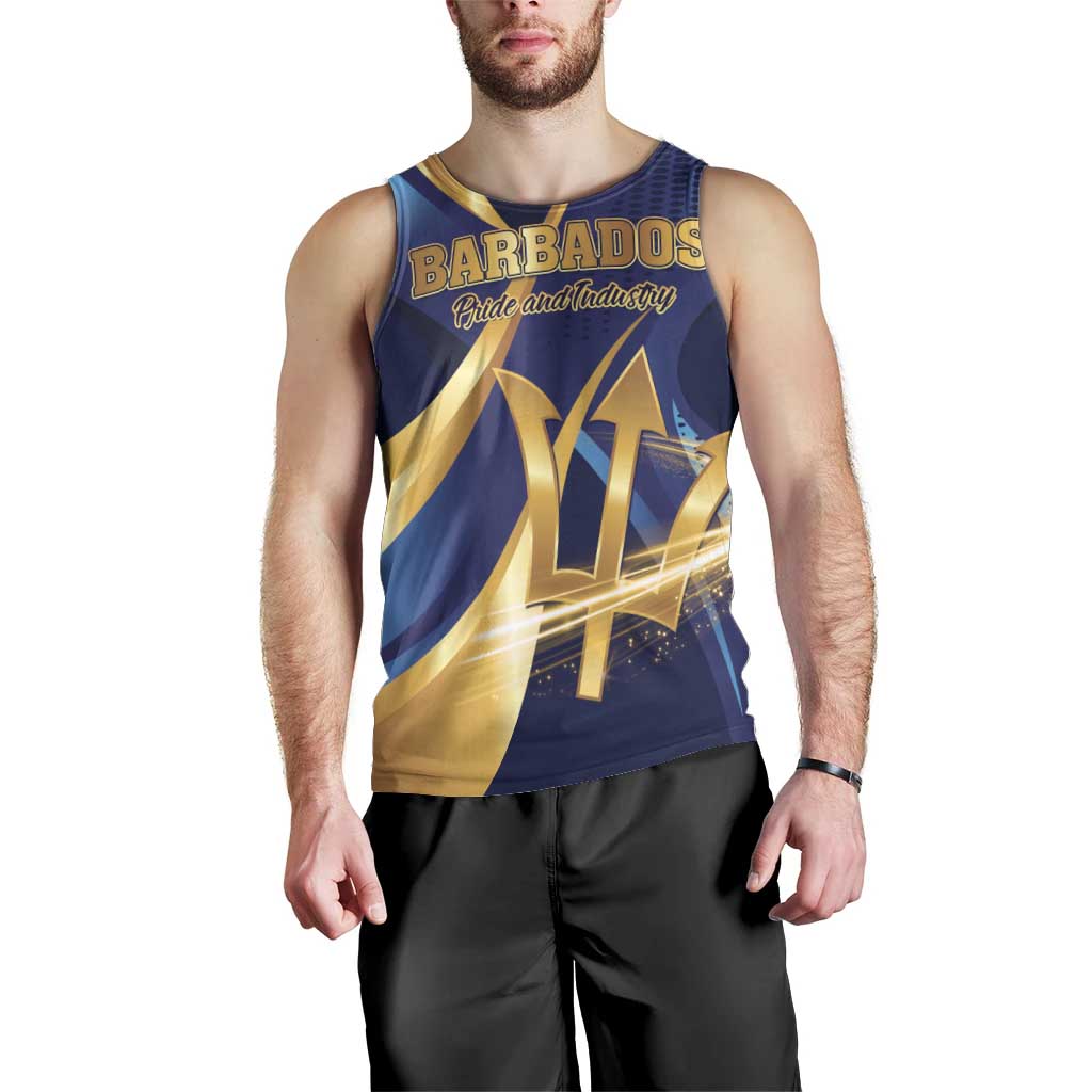 Personalized Barbados Gold Trident Men Tank Top Luxury Style