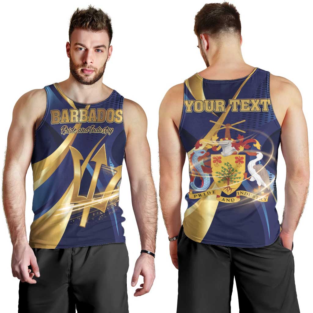 Personalized Barbados Gold Trident Men Tank Top Luxury Style