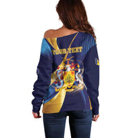 Personalized Barbados Gold Trident Off Shoulder Sweater Luxury Style