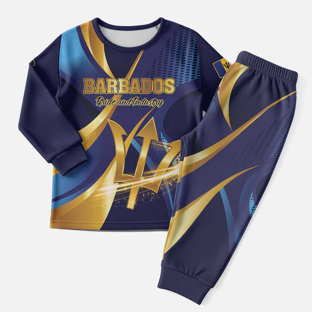 Personalized Barbados Gold Trident Pajama Set Luxury Style