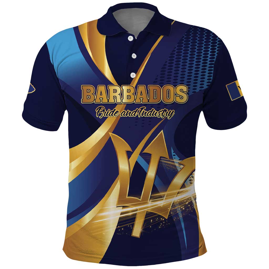 Personalized Barbados Gold Trident Polo Shirt Luxury Style