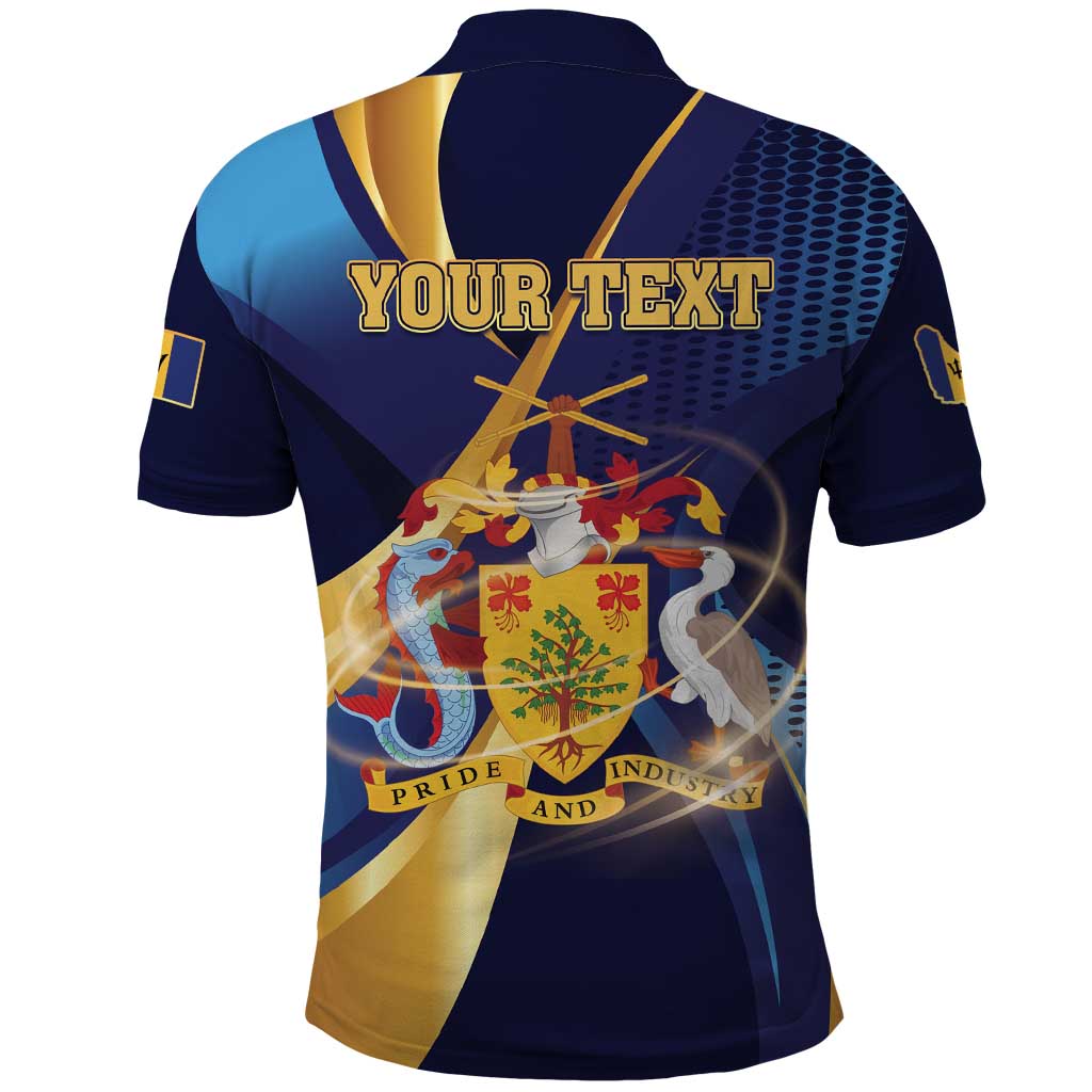 Personalized Barbados Gold Trident Polo Shirt Luxury Style
