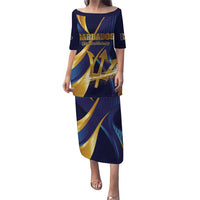 Personalized Barbados Gold Trident Puletasi Luxury Style