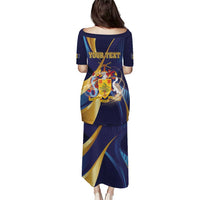 Personalized Barbados Gold Trident Puletasi Luxury Style
