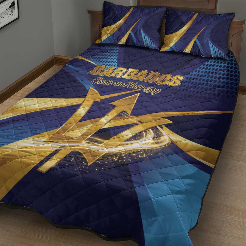 Barbados Gold Trident Quilt Bed Set Luxury Style