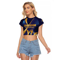 Personalized Barbados Gold Trident Raglan Cropped T Shirt Luxury Style